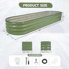 Galvanized Raised Garden Bed Outdoor- 8x2x1FT Planter Box, Green - Image 6