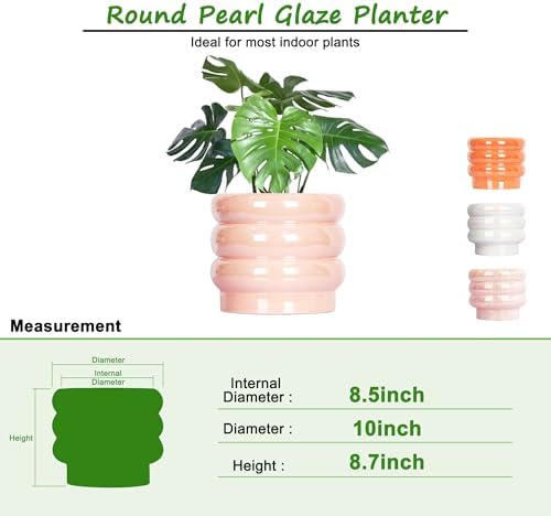 10 Inch Ceramic Plant Pot with Drainage, Planter for Indoor Plants - Image 2