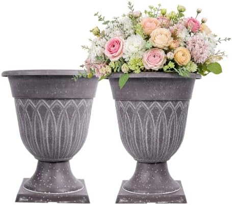 Planters for Outdoor Plants Large 2 Pack Resin Urn 15.3IN by Tacarlha
