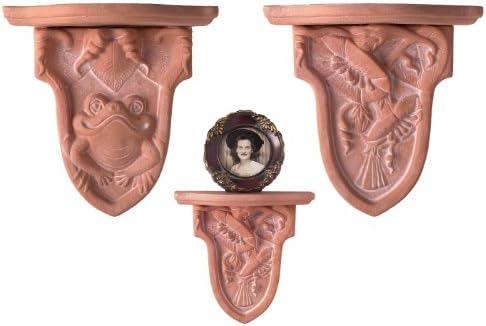 JBK Pottery Wall Sconce Ceramic Vintage Farmhouse Mount Fixture for Indoor Plants, Outdoor Hanging Planter, Rustic Terracotta Decor, Nature-Inspired Decorative Shelf for Patio – Terra Cotta, Set of 2 by JBKPottery