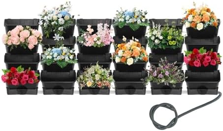Vertical Wall Planter for Indoor Plant-Walls Mounted Pot with 6 Drainage Tray 24 Pack, with 6.56ft Drainage Pipe, for Decor, Plastic Pots Balcony Planters, Plants Hanging (24, Black) - Image 3