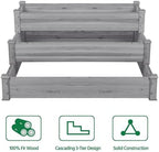 Topeakmart 3 Tier Raised Garden Beds Outdoor Wood Vertical Planter Box,Gray - Image 4