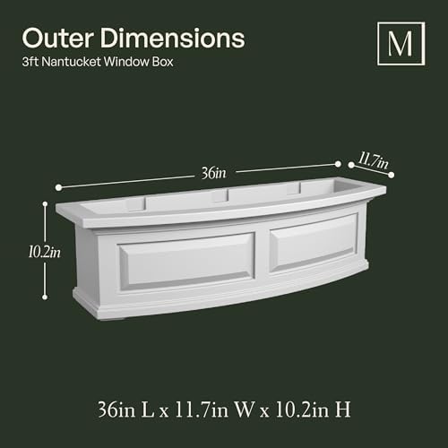 Mayne Nantucket 36in Self-Watering Rectangular Window Box Planter, White - Image 6