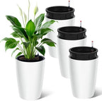 Set of 4 Tall 16 Inch Self-Watering Flower Pots – Large White Planters with Built-in Drainage & Water Level Gauge – Compatible for Indoor and Outdoor Plants – Patio, Balcony, Living Room - Image 3