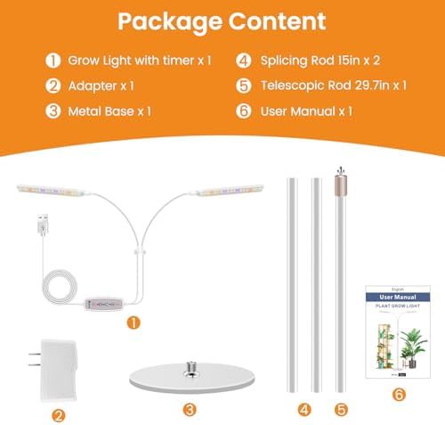 Kullsinss Tall Grow Lights for Indoor Plants with Stand, 2-Head 114 LEDs - Image 7