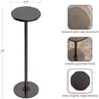 Kate and Laurel Pianka Decorative Modern Pedestal Round Drink Table, 7 x 7 x 22, Gunmetal, Cast Aluminum Mini Table with Organic Tabletop Shape for Use as Small Plant Stand or Living Room Accent - Image 3
