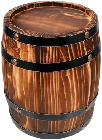BESTOYARD Wood Wine Barrel Whiskey Barrel Bucket Aging Barrel Vintage Planter Container Water Wishing Well Pail for Home Kitchen Bar Summer Party Decoration Dark Brown, 20.00X16.00X16.00CM - Image 4