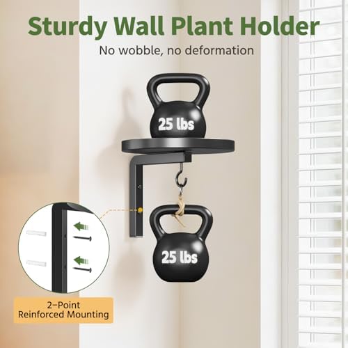 LASZOLA Plant Hanger Holder Window Shelf Wall Mounted Indoor, 4 Pcs Black - Image 3