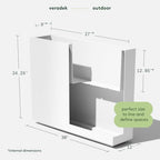 Veradek Block Series Span Plastic Planter - Tall Rectangular Planter for Indoor or Outdoor Patio/Porch, White, 24.25 in Height, 12 in Width, 30 in Length - Image 2