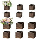 NUPTIO Small Wooden Box for Centerpiece, Brown, Square, 4"/5", 12 Pcs by Nuptio