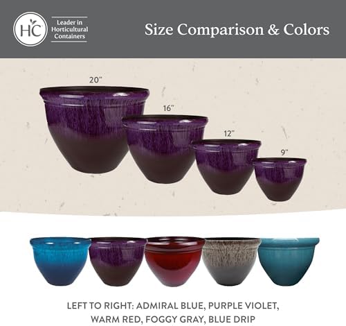 The HC Companies Pizzazz Round Planter Pot, 9 Inch, Admiral Blue, 2-Pack - Image 6