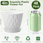 48 Pack 4 Inch Plant Pots for Succulent Drainage, White - Image 2
