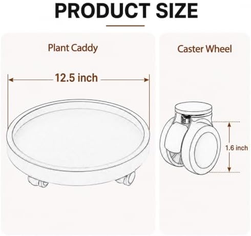 Plant Stand Indoor, Plant Stand Outdoor Plastic Rolling Tray Plant Caddy with Wheels, 12 Inch Outdoor Plant Stand for Planters for Outdoor Plants, Heavy Duty Plant Dolly, 2 Pack, Brown - Image 5