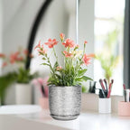 Ceramic Plant Pot 5 Inch, Indoor Planter with Drainage, Silver - Image 6