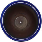 Hand Glazed Ceramic Plant Container Modern Decorative Pot Planter Drainage Hole Thick Earthenware Vessel Breathable Clay Porous Walls Weighty Stable Base Root Succulents Herbs Palms (Dark Blue) - Image 6
