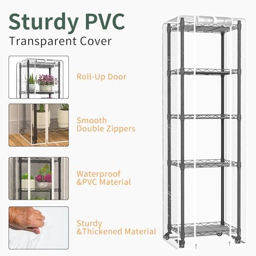 Mini 5-Tier Greenhouse for Indoor ,15.7" L×11.8" W×62.3" H - Image 4