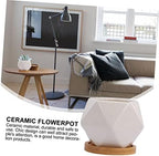 TOYANDONA 3 Sets Ceramic Succulent Flower Pots Drainage Tray Unique Planters for Indoor and Outdoor Decoration - Image 6
