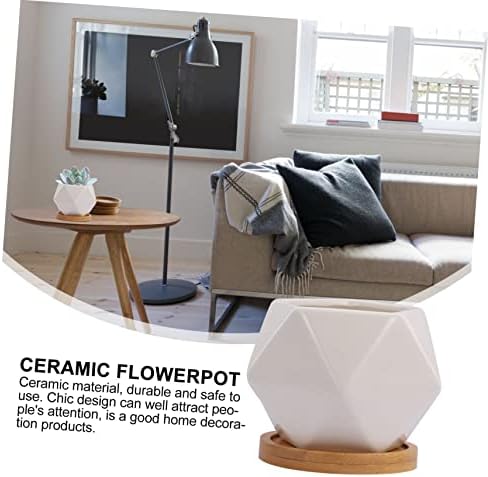 TOYANDONA 3 Sets Ceramic Succulent Flower Pots Drainage Tray Unique Planters for Indoor and Outdoor Decoration - Image 6