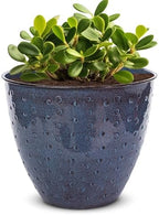Headwind Ironstone Mandalay - 14" Denim Decorative Planter High-Gloss with Embossed Dotted Pattern & Durable Coated Finish – Lightweight Plant Pot Indoor & Outdoor Flower Pots Use by Robert Allen by Headwind