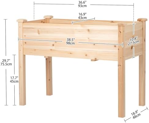 Raised Garden Bed with Legs, 40x24x30 inch Wood Elevated Planter with Protective Liner for Vegetable Flower Herb, Outdoor Planter Box Kit for Balcony Patio Backyard, Natural - Image 2