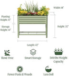 Vego garden Elevated Raised Garden Bed, 1.5' x 3.5' Outdoor Planters Boxes with Legs & Storage Rack for Patio, 500 Lbs Weight Capacity, Raised Beds for Gardening Herbs Vegetables, Pearl White - Image 2