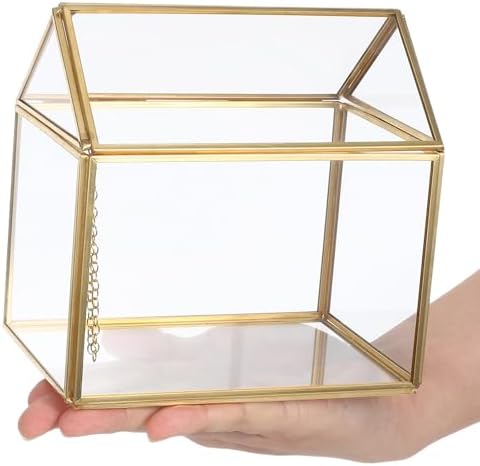 Abaodam Creative Geometric Glass House Terrarium for Indoor Moss and Air Plants, Miniature Plant Display Box with Gold Frame, Tabletop Planter for Home Garden Office Decor - Image 4