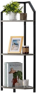 Fun Memories 3 Tier Corner Shelf, 40” Corner Shelf Stand, Corner Bookshelf Plant Stand, Storage Shelf for Bathroom, Living Room, Kitchen,Grey Home Office, Grey by FunMemories