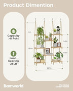 Bamworld Hanging Shelves 8Tiers Plant Hanger Indoor Window Plant Shelves - Image 2