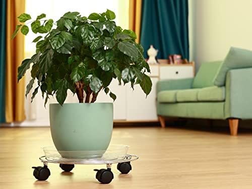 5 Packs Metal Plant Caddy with Wheels 11.8” Heavy-duty Rolling Stand Wheeled Dolly Indoor Outdoor Planter Mover Rollers, Flower Pot Coaster Trolley, Silver - Image 5