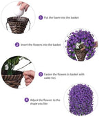 Artificial Fake Outdoor Hanging Flowers Plants Basket for Outside Porch Decoration, Fake Silk Purple Daisy Flower UV Resistant Look Real Orchid Traing Vines for Home Balcony Yard Patio Garden Decor - Image 4