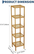Garvee 5-Tier Bamboo Shelf Narrow Bathroom Shelf with Slatted Shelves Natural Wood Plant Stand Standing Towel Rack Corner Rack for Bathroom Entryway Bedroom Kitchen Sunroom - Image 3