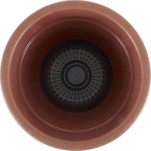 The HC Companies Sierra Round Self-Watering Pot - Lightweight Plastic Planter for Herbs & More - Durable Plant Pots for Indoor Plants & Outdoor Plants (10” Rustic Redstone, Pack of 1) - Image 4