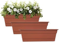Bloem Dura Cotta 18" Plastic Window Box Planter, Terra Cotta, 3-Pack by Bloem