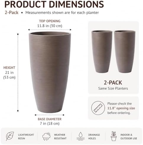 Heavy-Duty Plastic Plant Pots For Outdoor, Wooden Grain Finish Large Indoor Planter For Succulent,Roses,African,Violets,Pothos,Snake Plants,Flowers and Cactus Garden Decorations Planters Gift Choose - Image 6