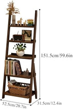 5-Tier Bamboo Ladder Shelf, Narrow Leaning Bookcase for Books and Plants, Space Saving Trapezoid Storage Rack for Living Room Entryway Office Balcony Stylish Home Decor - Image 2
