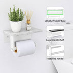 Gypie Toilet Paper Holder with Marble Shelf, Wall Mounted White - Image 3