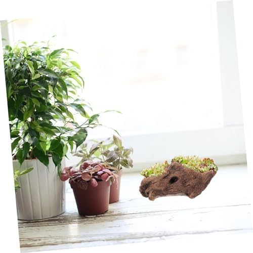 GALPADA Vintage Tree Stump Cement Planter Decorative Flower Pot for Plants - Image 6