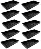 SUNPACK 10" x 20" Mega Plastic Seed Starting Tray, Black, 2.5" (Pack of 10) - No Drainage Holes, Ideal for Greenhouses or Indoor Gardening - Made of Thick, Strong Plastic by SUNPACK
