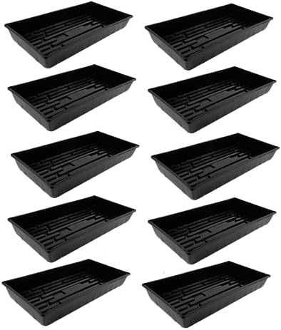 SUNPACK 10" x 20" Mega Plastic Seed Starting Tray, Black, 2.5" (Pack of 10) - No Drainage Holes, Ideal for Greenhouses or Indoor Gardening - Made of Thick, Strong Plastic by SUNPACK