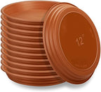 12 Pcs 12 Inch Plastic Plant Saucer Thicker Plastic Heavy Duty Round Flower Pot Saucers Water Planter Tray for Indoor Outdoor Plant Pots, Terracotta Color by Tessco