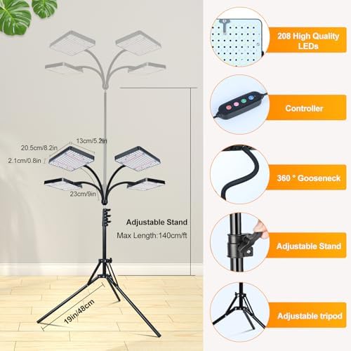 FECiDA High Output Tall Grow Lights for Indoor Plants with Stand and Timer - Image 5