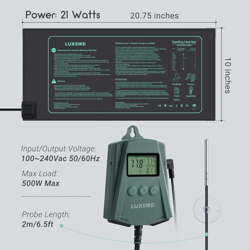 LUXBIRD 2 Pack 10"x 20.75" Seedling Heat Mat and Digital Thermostat Controller Combo Set (120v US Plug) - Image 3