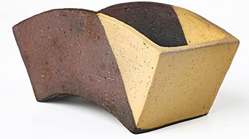 Wazakura Tokoname Series Handmade Fan Shaped Bonsai Pot with Drainage Holes - Image 2