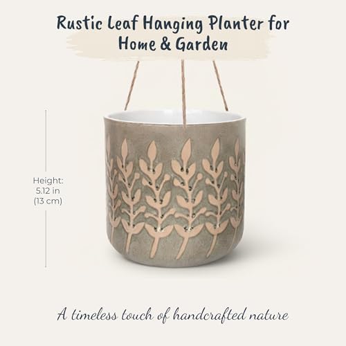 Blue Sky Ceramic Hanging Rusted Leaves 6.5'' Flower Pot - Image 3
