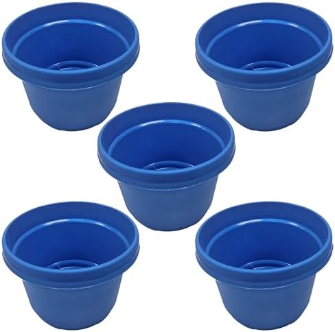 Flower Pots with Saucers, 7 inch Sea Blue, Case of 5 by AustinPlanter