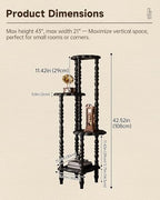 Vintage Corner Shelf 4-Tier, Solid Wood Corner Bookshelf, Black - Image 2