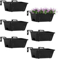 ETELI Railing Planter Hanging Planter Box with Brackets Set 6, Black by ETELI