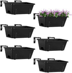 ETELI Railing Planter Hanging Planter Box with Brackets Set 6, Black by ETELI