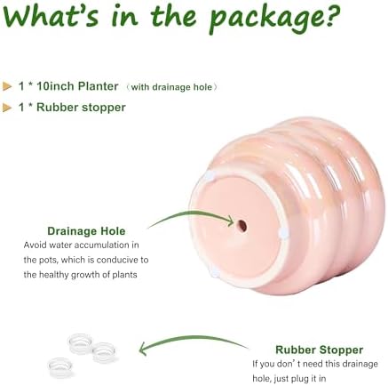 10 Inch Ceramic Plant Pot with Drainage, Planter for Indoor Plants - Image 3
