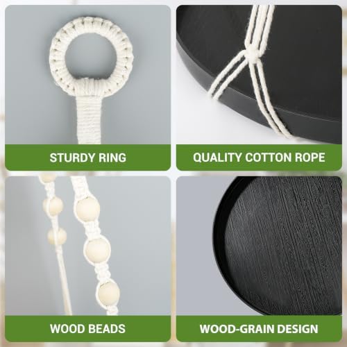 GREANER 2PCS Macrame Plant Hanger, Black Hanging Macrame Plant Holder with Handmade Cotton, Plant Window Hanger for Indoor and Outdoor Use - Image 3
